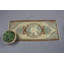 Petit tapis turc Oushak rétro avec un motif vert vif et tissé antique