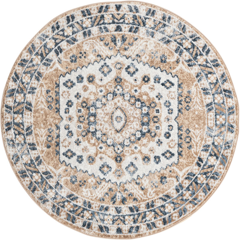 Deral Oriental Indoor Rug, Round 5'