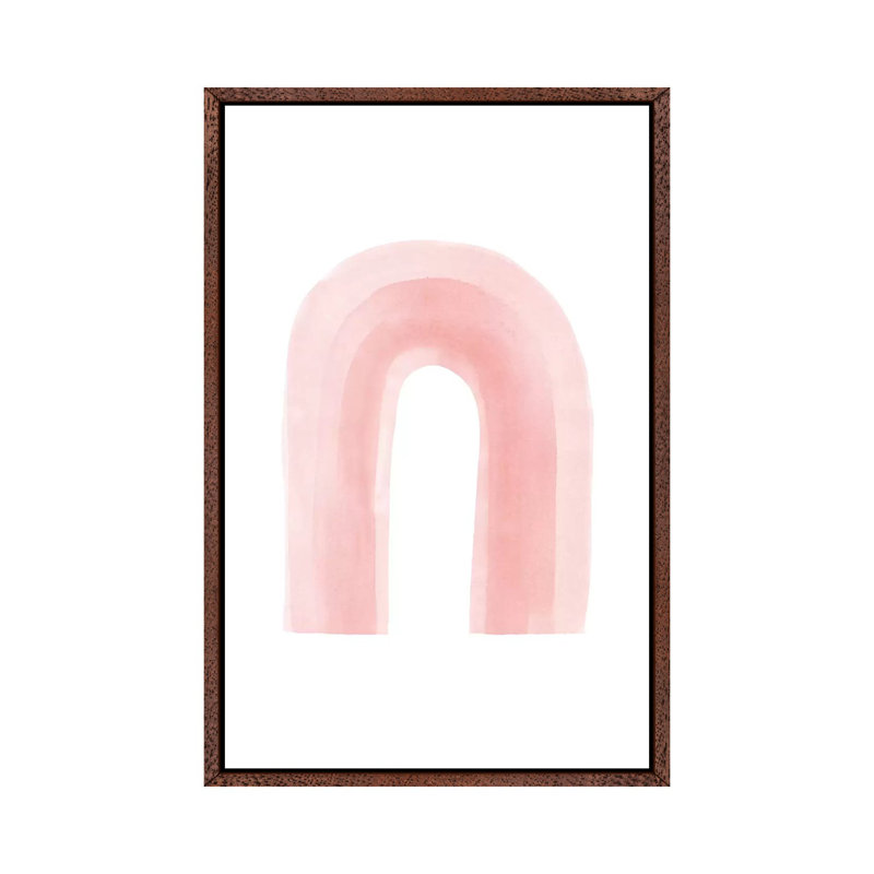 Boho Pink Rainbow by Nouveau Prints - Painting on Canvas, Classic Brown Wood Framed, 66.04cm H x 45.72cm W x 3.81cm D