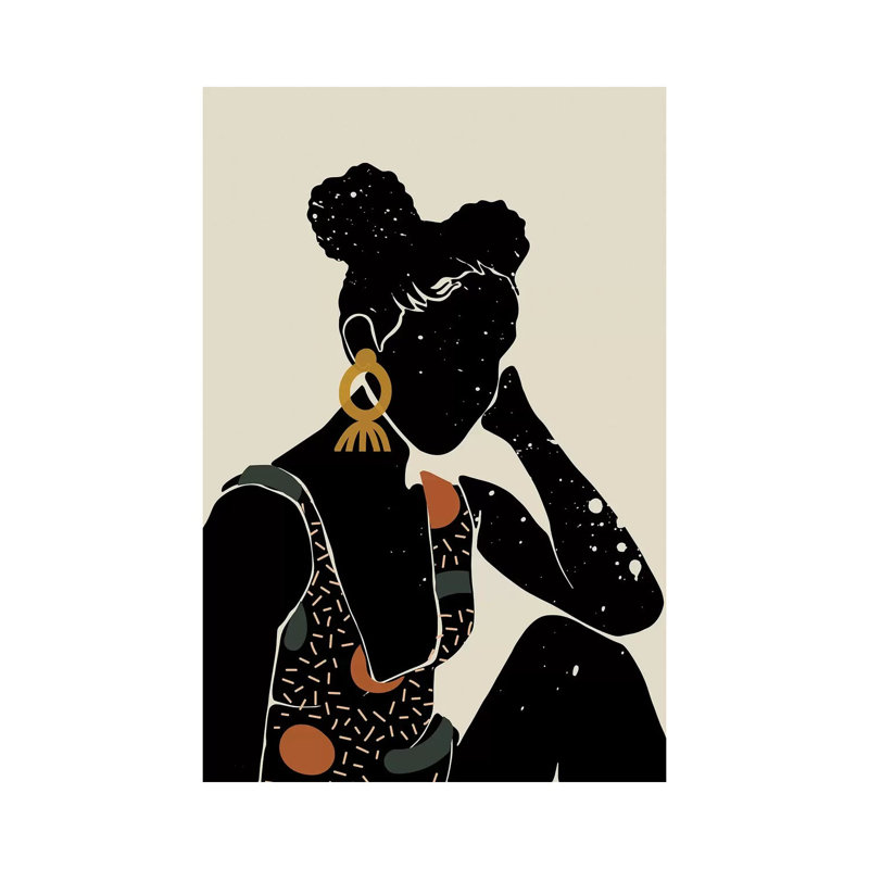 Black Hair VI - impression d'art graphique, Aucun mat, Toile tendue, H 18 po x l 12 po x 1,5 po