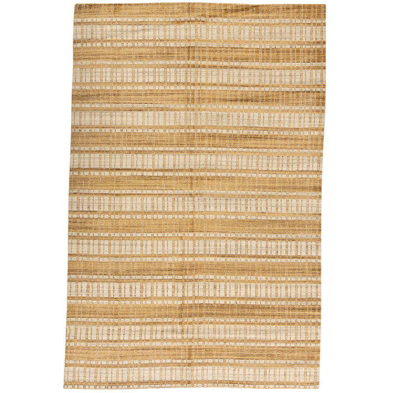 Tapis brun clair / ivoire de haute qualité noué à la main