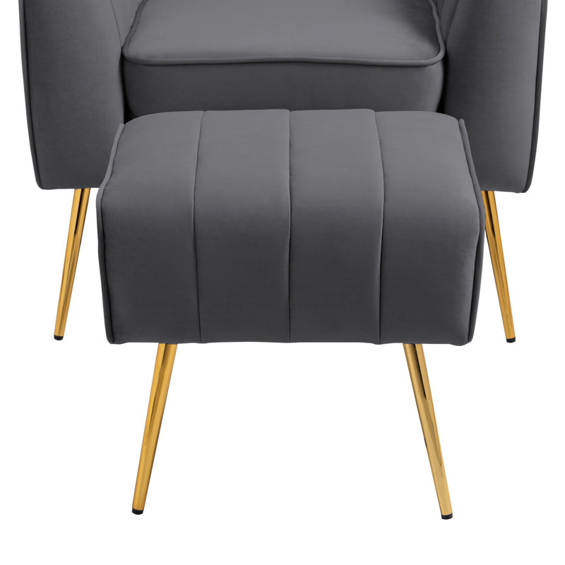 Geniva Velvet Armchair with Ottoman