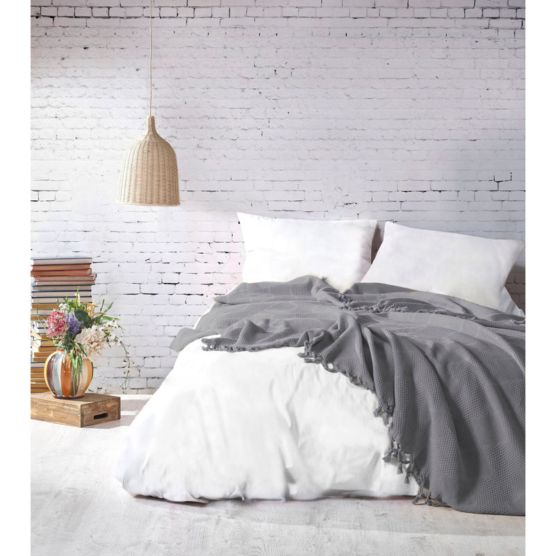 Couvre-lit / couvre-lit 100% coton Amaker, Gris clair