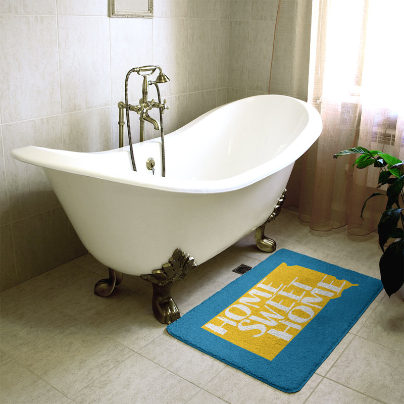Tapis de bain, l 21 po x L 34 po, Bleu / Jaune