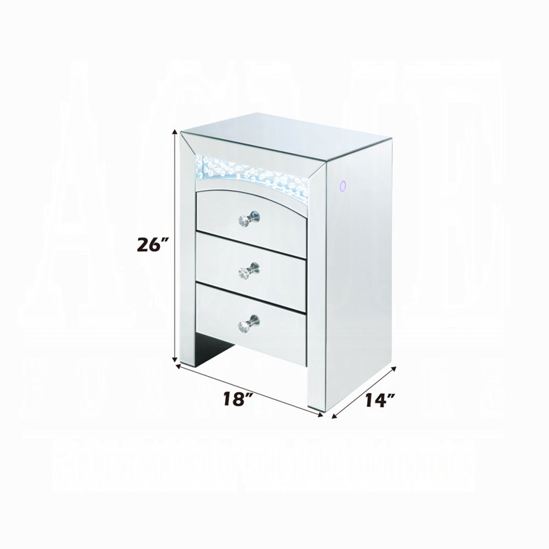 Table d'appoint ACME Nysa avec DEL, miroir et faux cristaux