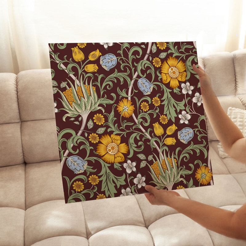Motif floral de style William Morris, reproduction d'art classique sans cadre, H 24 po x l 24 po