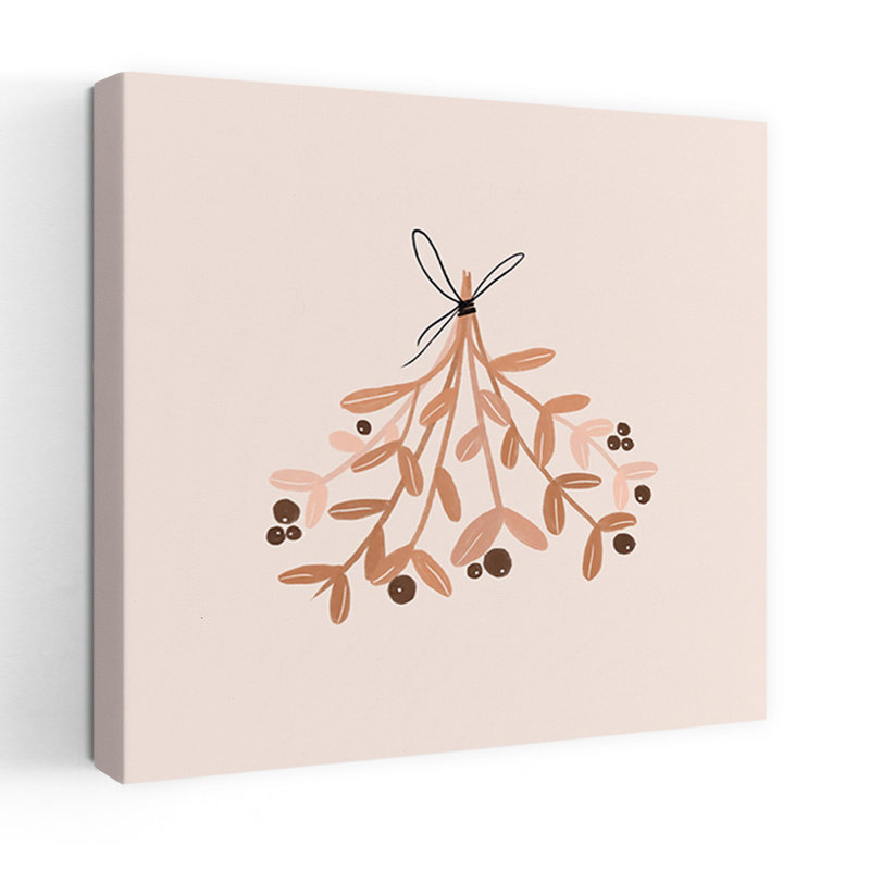 Festive Mistletoe Bunch Abstract Contemporary Wall Art Print 1 Piece Wrapped Canvas Wall Art, 121.92cm H x 121.92cm W