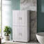 Armoire de rangement haute et large pour salle de bain, unité de rangement pour salle de bain, armoire autoportante avec 4 portes, tablettes réglables