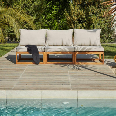 Rimasha 3 Seater Wooden Garden Armless Sofa