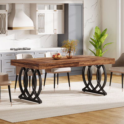 63-inch Rectangle Dining Table With Metal Base