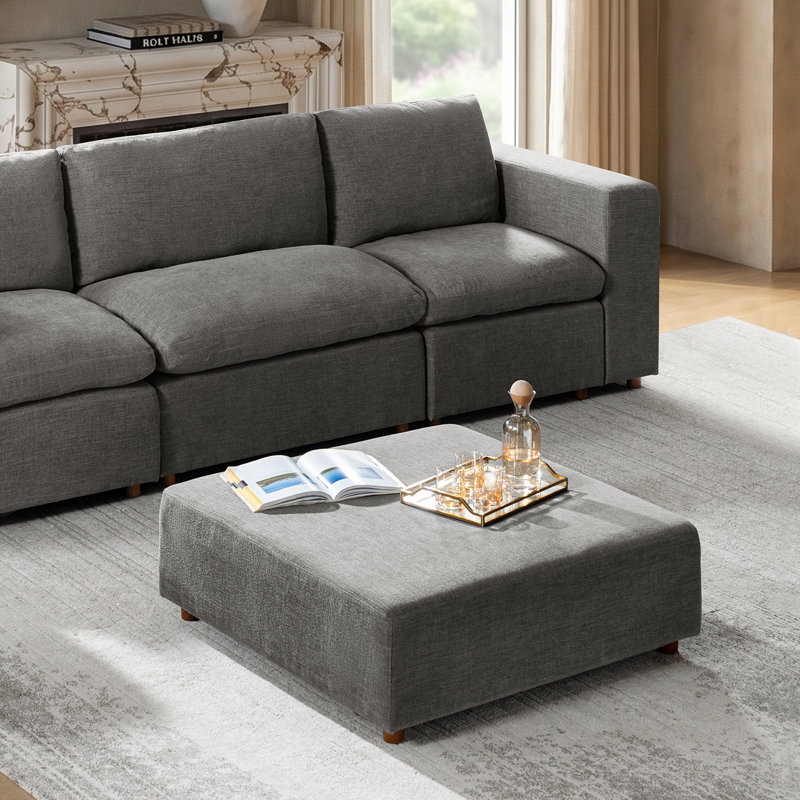 Alberto Modern Cloud Down Filled Oversized Ottoman, Gray