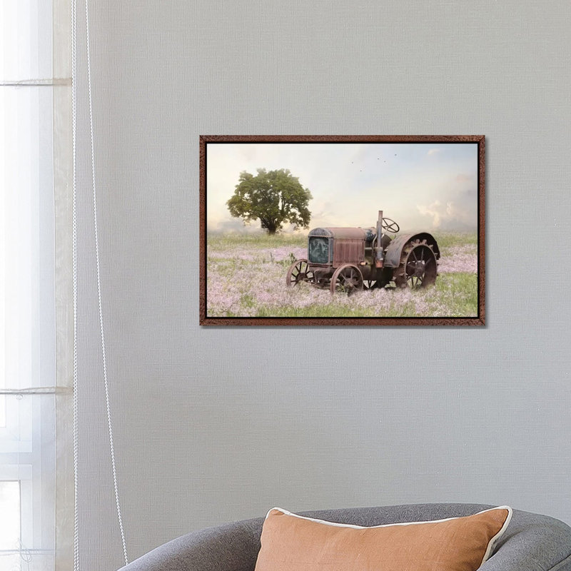 Tractor At Sunset by Lori Deiter - Print on Canvas, Classic Brown Wood Framed, 45.72cm H x 66.04cm W x 3.81cm D