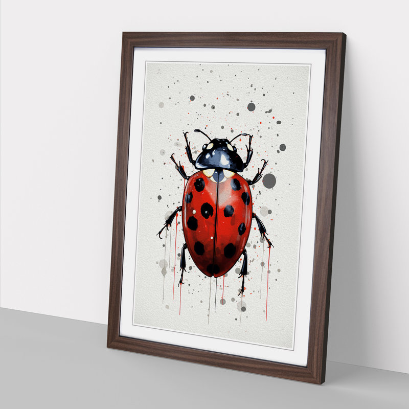 Ladybird Line - Single Picture Frame Print on Wood, Walnut, 46cm H x 34cm W x 2cm D