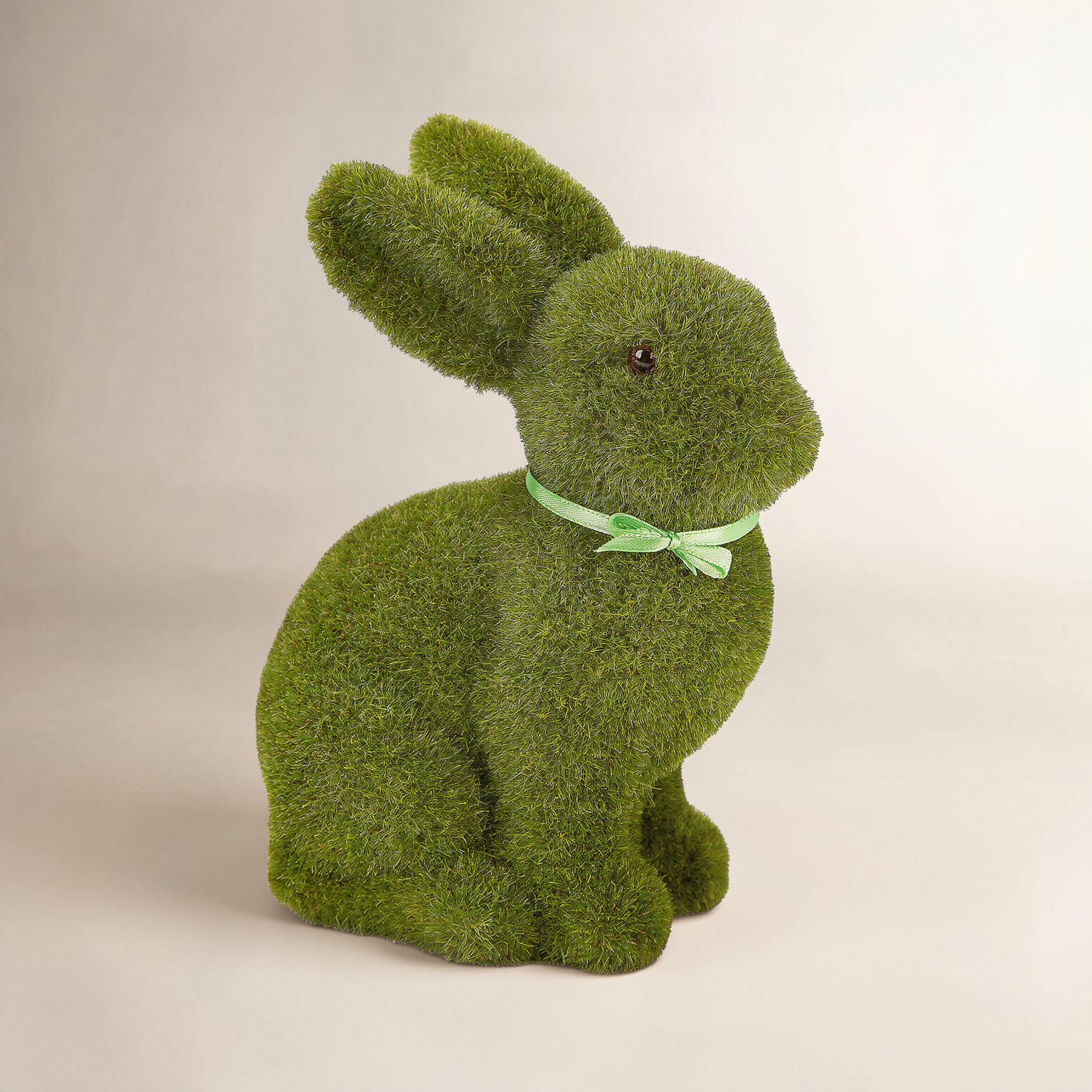 Green Faux Grass Bunny Figurine