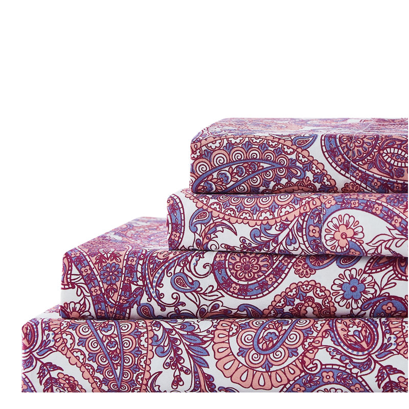 Ensemble de draps en microfibre à motif cachemire, Reine
