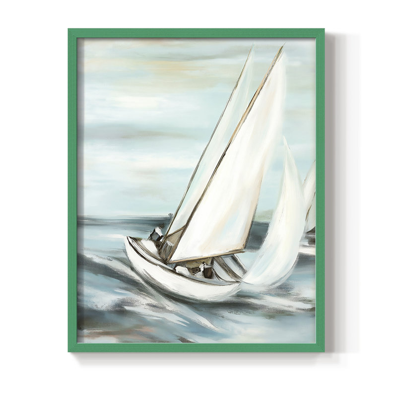NAUTICAL Series Liv, reproduction encadrée - bois massif, Vert, H 30 po x l 24 po