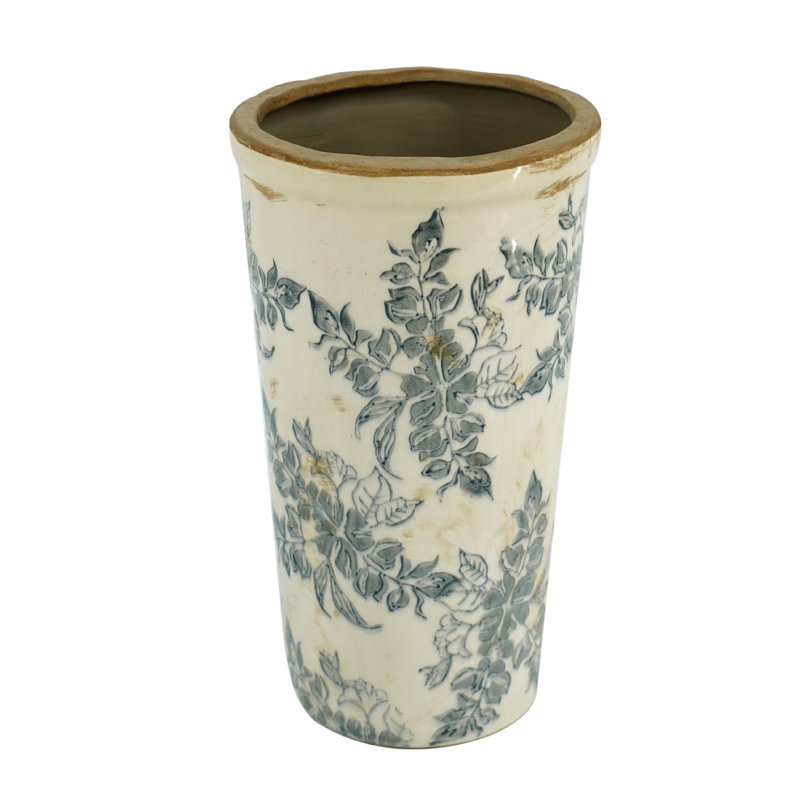 Ceramic Flower Vase, 9.6" H x 5.3" W x 5.3" D