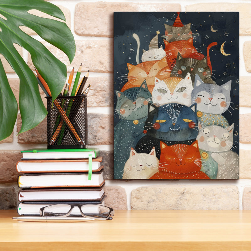  «Pile Of - Cats» par Doron David, art mural sur toile, 12 po x 16 po, H 16 po x l 12 po