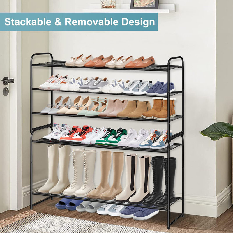 Latitude Run® Long Tier Metal Shoe Rack For Closet Wide