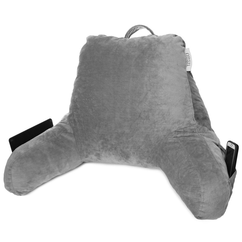 Nestl Reading Back Pillow For Reading & Bed Rest, Charcoal Stone Gray, 17" H x 31" W x 12" D