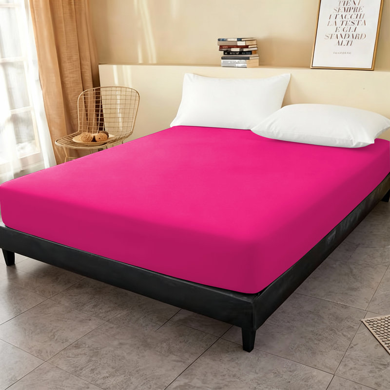 Super Soft Microfiber Fitted Sheet – 25cm Deep Pocket, Brushed Finish, Single (3'), Pink