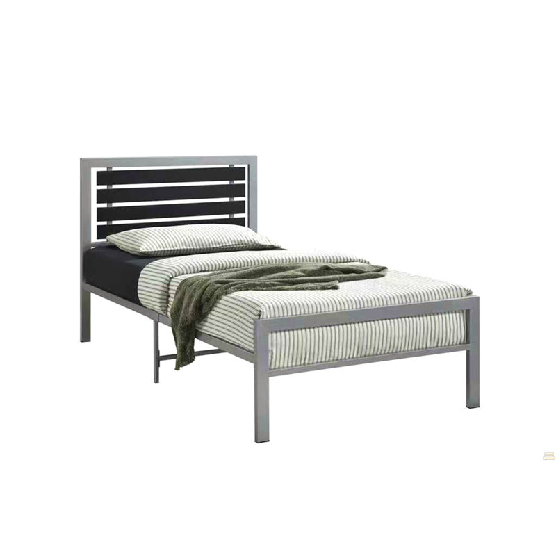 Base de lit plateforme moderne en métal avec tête et pied de lit, support en lattes d'acier robuste, aucun sommier tapissier requis, fabrication stable et silencieuse, dégagement sous le lit, assemblage facile