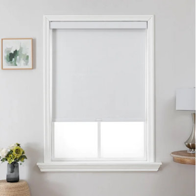 Store à enroulement 100% sans cordon occultant, stores de fenêtre tissés naturels avec protection contre les rayons UV et couvercle en aluminium résistant à la lumière, l 35 po x H 75 po, blanc pour la maison et le bureau