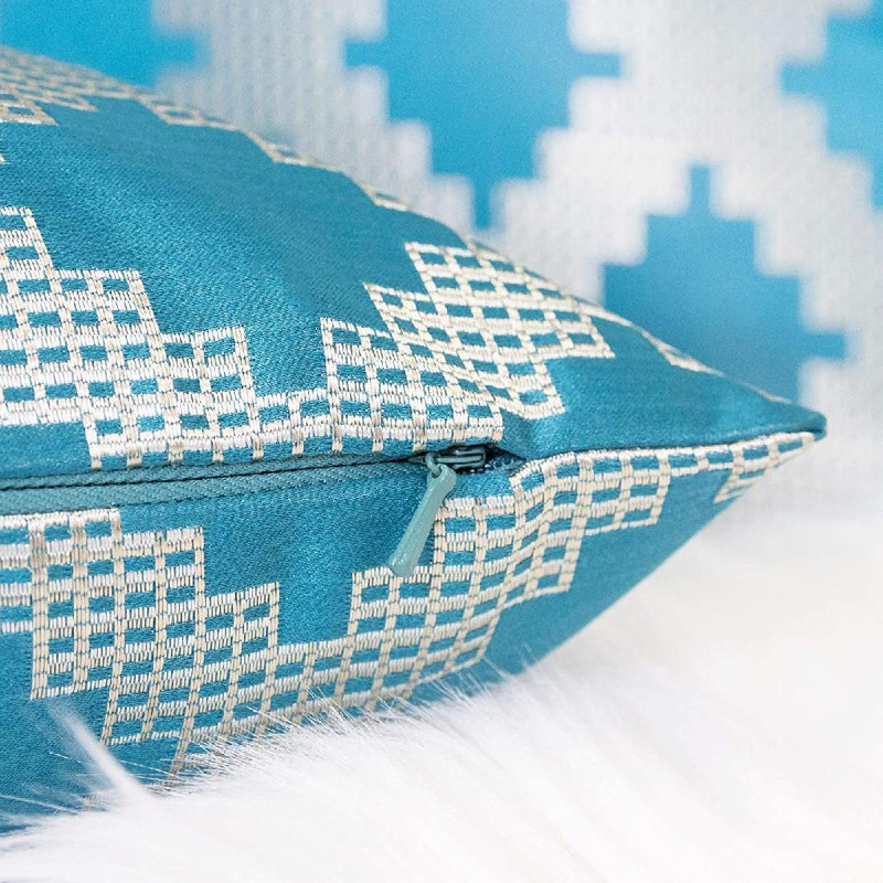 Coussin intérieur / extérieur Emesyn, H 20 po x l 20 po, Bleu