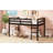 Solid Wooden, Rubber Wooden Twin Loft Bed with Ladder, Bed Platform of Strengthened Slats, Natural-121779874
