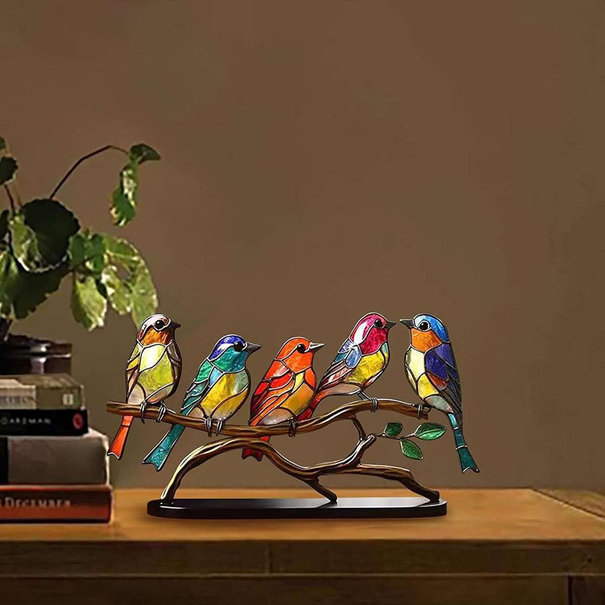 Winston Porter Stained Birds On Branch Decorative Ornaments Double