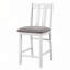 Table de salle à manger à hauteur de comptoir 5 pièces en bois massif blanc avec 4 coussins en tissu gris