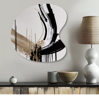 Golden Minimalist Abstract IV - Abstract Drop Shape Asymmetric Metal Wall Art