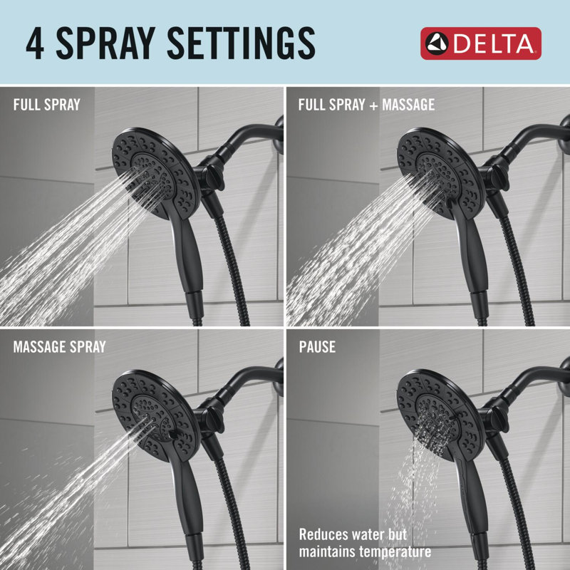 Albion Single-Function Tub Shower Faucet Set, Shower Trim Kit with In2ition Shower Head, Matte Black/Champagne Bronze