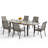 7pcs Rectangle Outdoor Patio Dining Set -look Expandable Heavy Duty Metal Table With Sling Chairs
