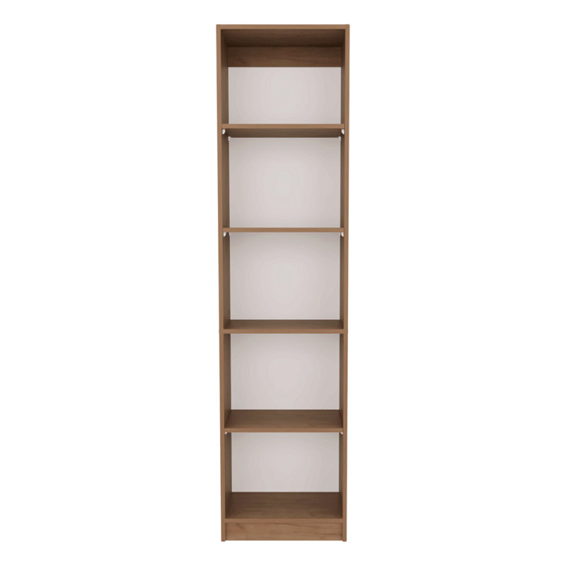 Bibliothèque écologique, 5 tablettes, bois manufacturé Macadamia / blanc