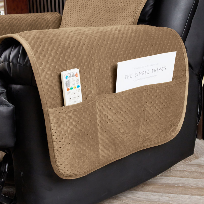Box Cushion Recliner Slipcover, 262cm H x 71cm W x 51cm D, Camel Velvet