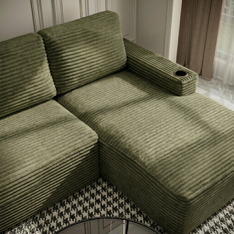Canapé modulaire en forme de U 133,4 po pour salon, canapé-lit modulaire désossé et confortable, sans assemblage, vert, Vert