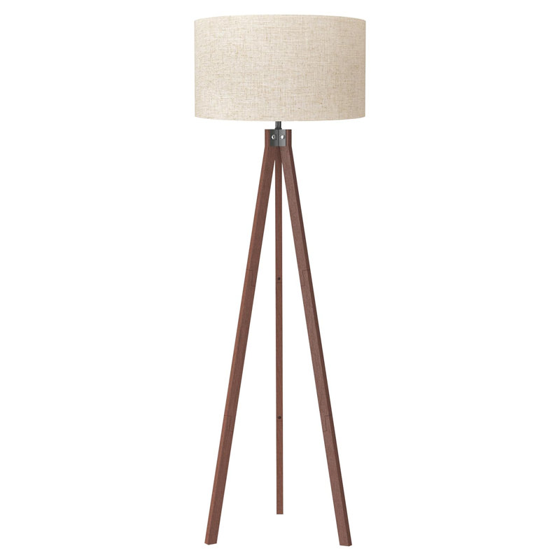 Lampe trépied en bois, lampe sur pied style Mid-Century, lumière moderne avec base E26, Marron foncé