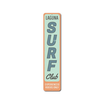 Surf Club Vertical Custom Aluminum Sign