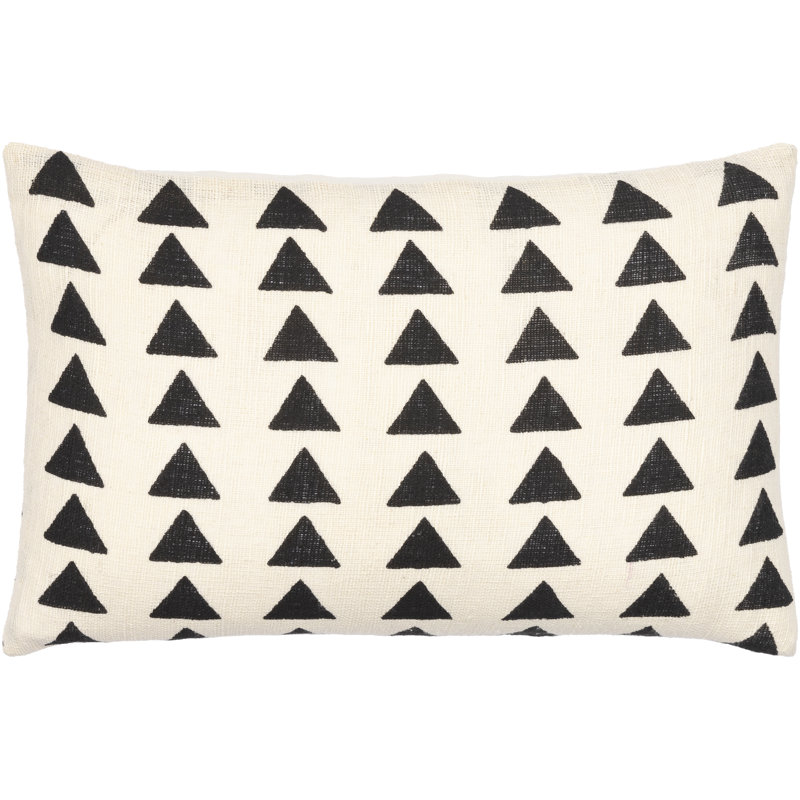 Housse de coussin Sain, Crème / noir, Grille triangulaire, H 14 po x l 22 po