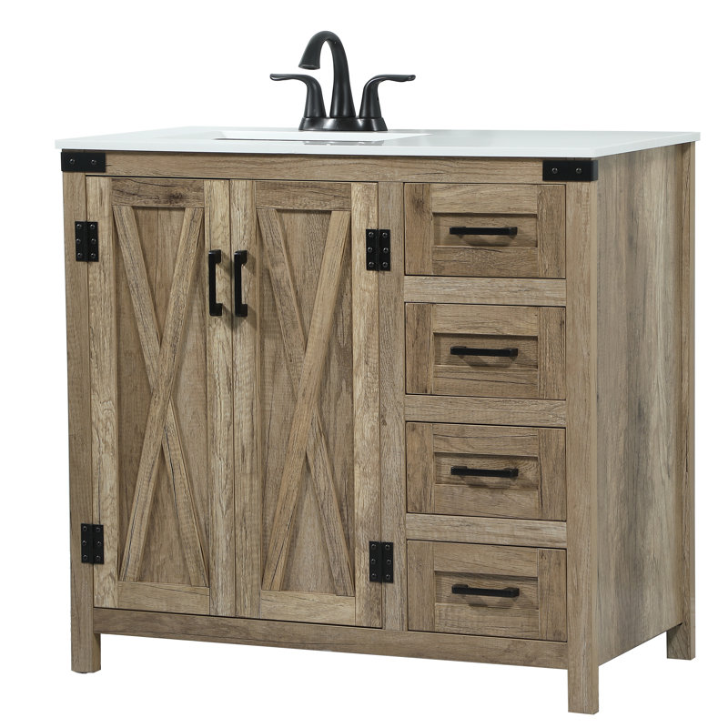 Ensemble de meuble-lavabo simple 36 po Slayton, Chêne naturel