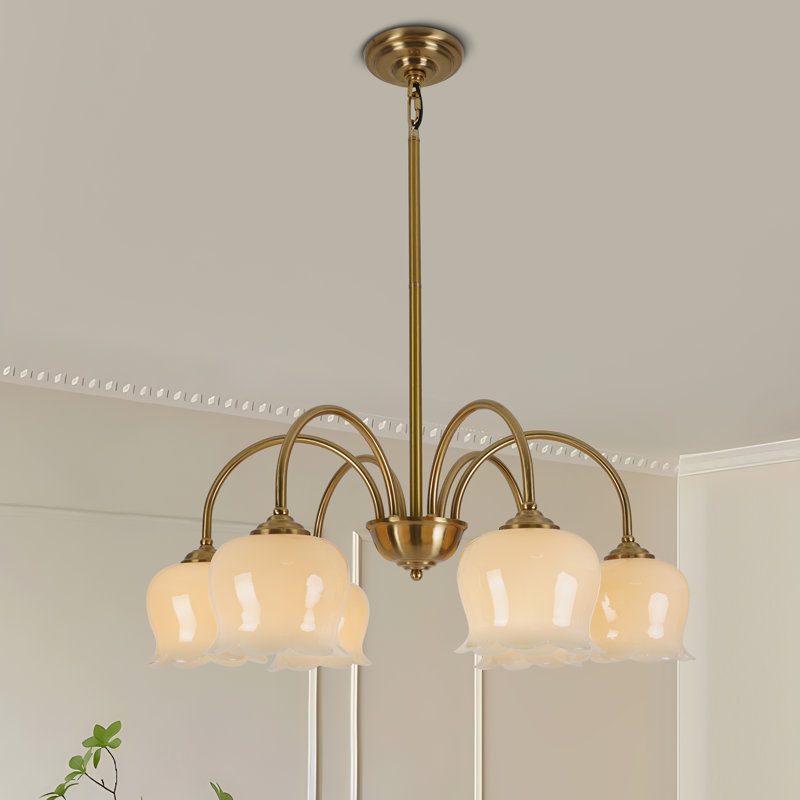 Lustre en laiton brossé 6 lumières pour salle à manger