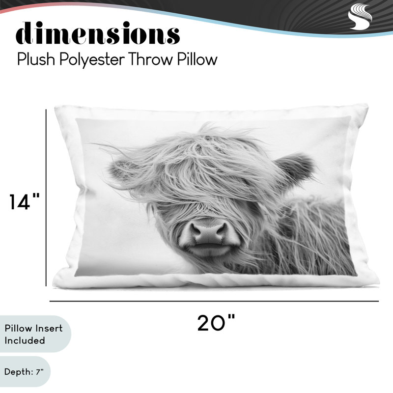 Coussin décoratif Easy Breezy Bovins, imprimé par Tina LeCour, 14 x 7 x 20, Vache grise 1, Rectangle H 14 po x l 20 po