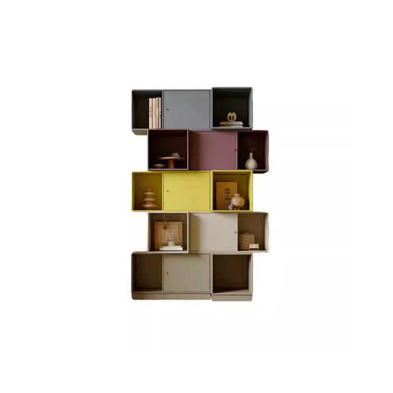 Bibliothèque italienne de style minimaliste, Gris multicolore