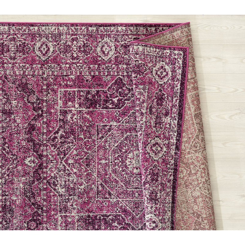 Tapis rose à motif géométrique Dietz, Rectangle 7 pi 10 po x 10 pi 6 po