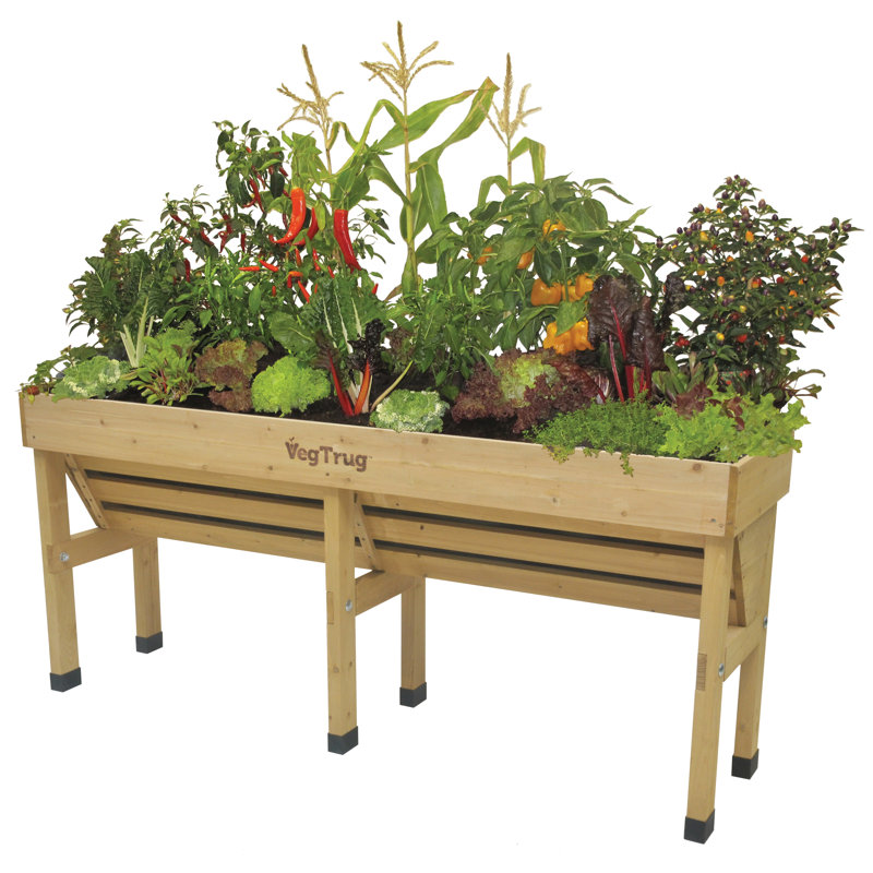 Wallhugger Raised Bed Planter, 32" H x 73" W x 18" D, Natural