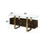 Console avec tablette réglable et plateau en verre trempé en bois synthétique brun