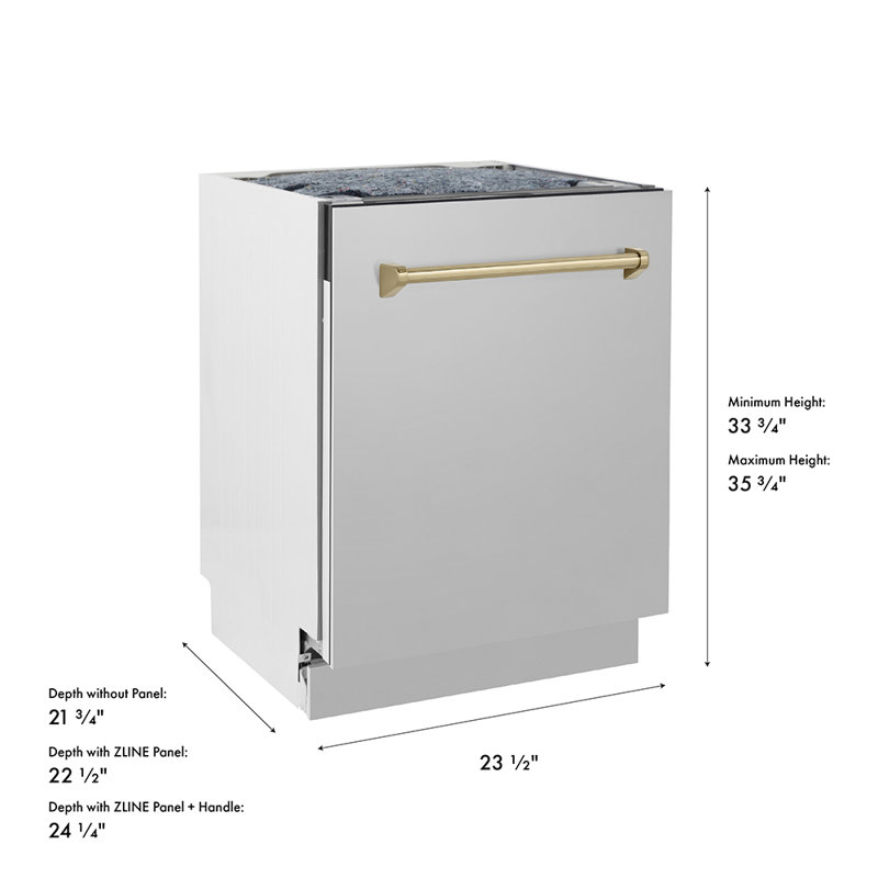 Zline Autograph Edition 24" 51 dBA Built-In Button Control Dishwasher, Champagne Bronze