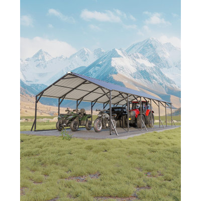 20'x30'x12' Metal Carport for Multiple Vehicles, Heavy Duty Car Ports, Vertical Roof Design, All-Weather Use, for Full-Size Pickup Trucks, Boats, and Tractors