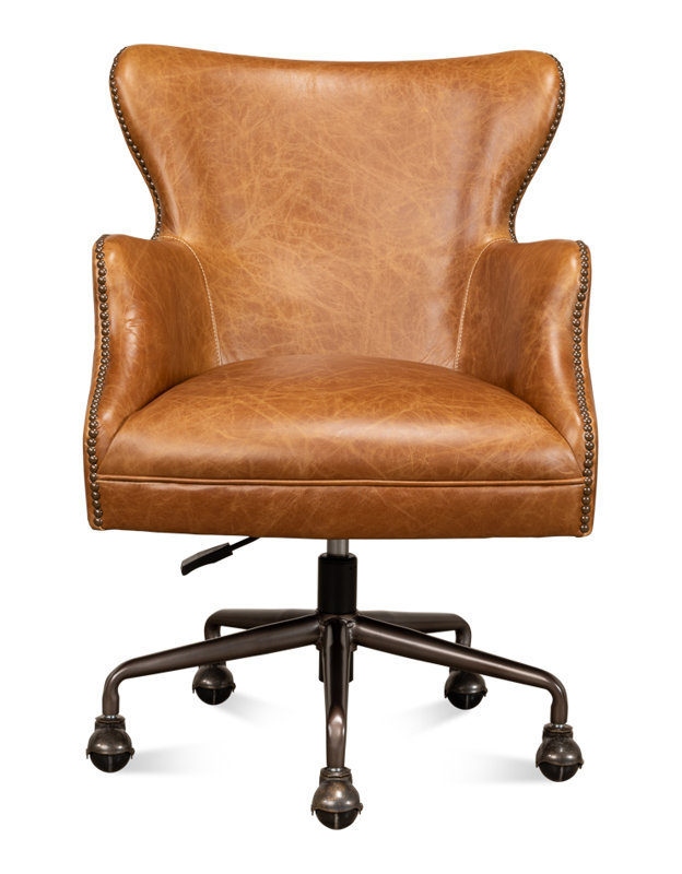 McKellen Leather Swivel Executive Chair, Cuba Brown